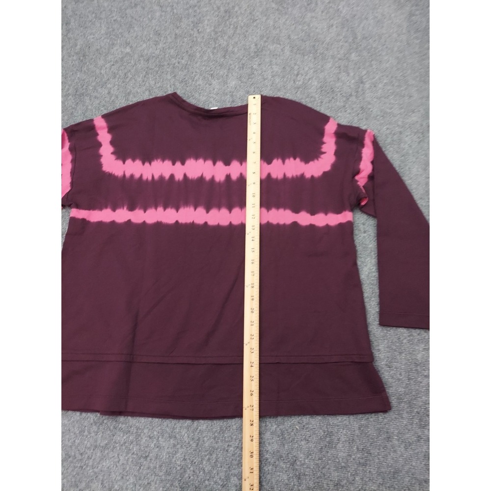 J Jill Fit Sweatshirt Top Women XL Pink Burgundy Tie Dye Pullover Tunic Sweater - Picture 6 of 11